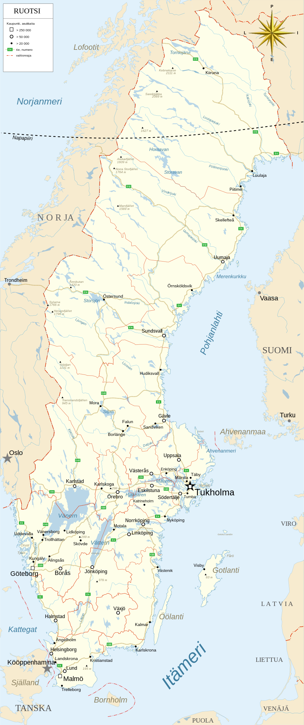 Ruotsin Tiekartta ja Reittiopas - Maailman ja Suomen Kartat - SafeDollar